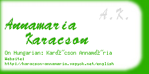 annamaria karacson business card